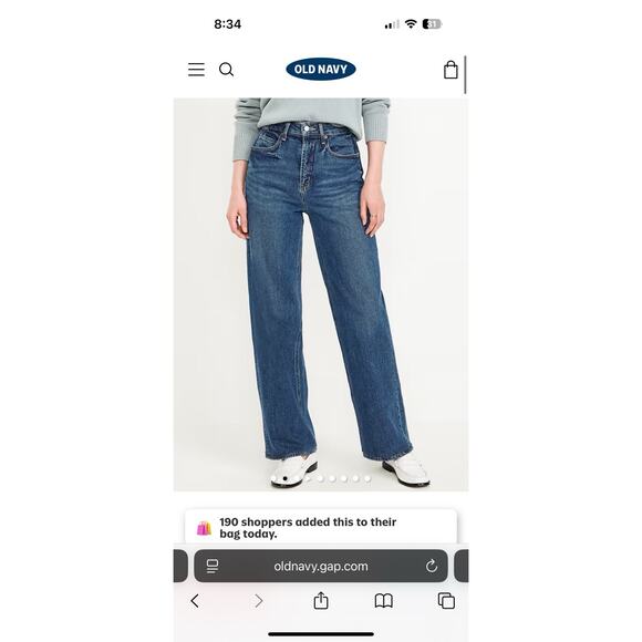 Old navy Extra High Rise sky High Wide Leg Jean, Size 2, Loose Fit - Picture 6 of 7